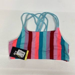 Art & Class Girls L(10/12) Multicolor Striped Swim TOP with UPF 50+ Protection